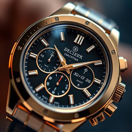 Detailed close-up of a luxury watch, highlighting its intricate design and craftsmanship, suitable for commercial advertising.