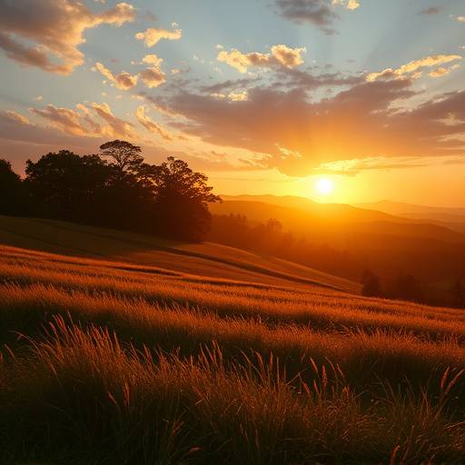 Landscape photo taken during golden hour, with warm light illuminating the scene.